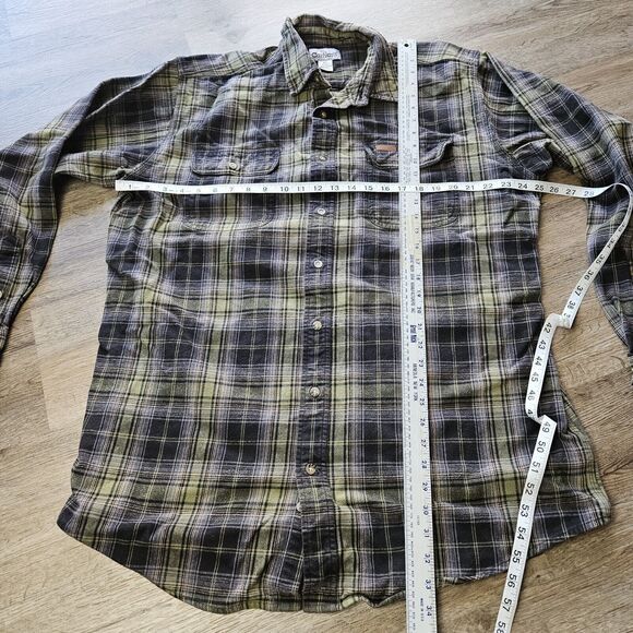 Carhartt XL Flannel Heavy Weight Long Sleeve Shirt Mens 100% Cotton Green - Picture 2 of 4